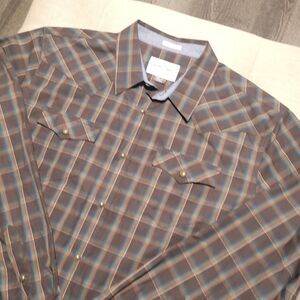 Cody James Men’s Brown Plaid Print Long Sleeve Snap Western Flannel Shirt XLarge
